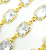 CZ32. Cubic Zirconia Rectangular Shape Bezel Chain